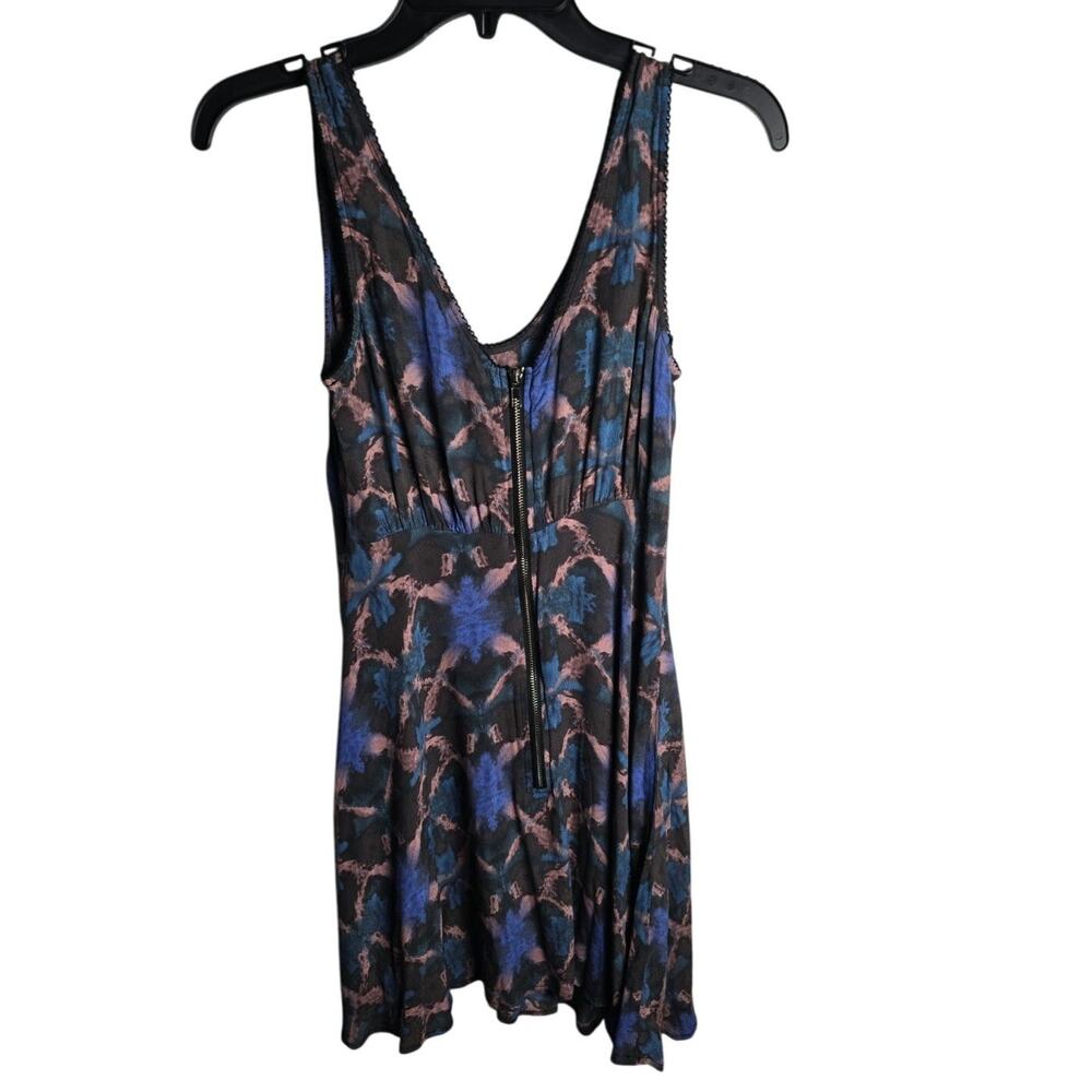 Free People Scoop Neck Abstract Tie Dye Print A-Line‎ Mini Dress Size 4